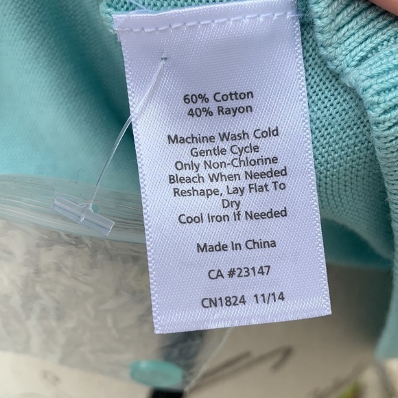 Talbots Short Sleeve Cardigan Sweater - Seafoam - Picture 10 of 11